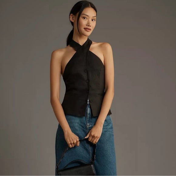Reformation Tops - Reformation Tate Linen Top in Black